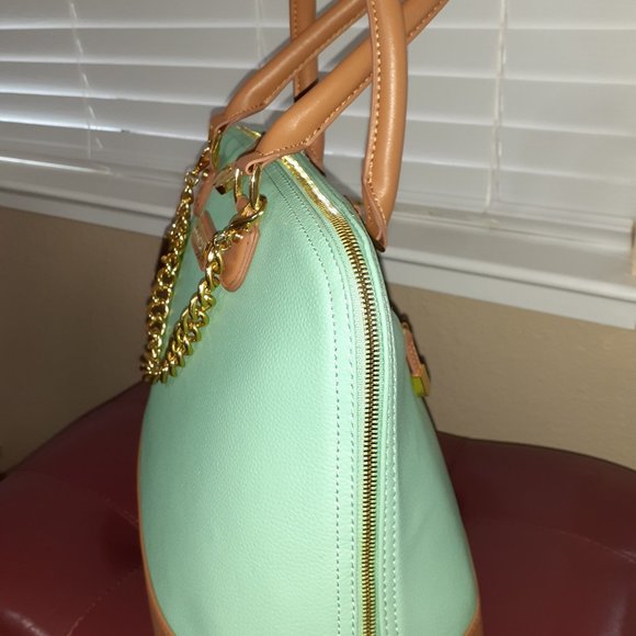 Pistachio LEATHER HANDBAG -JOY IMAN - Picture 5 of 7